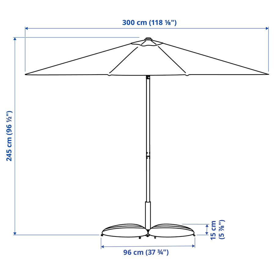 JOGGESÖ / IGGÖN patio umbrella with base, tilting light gray-beige/dark ...