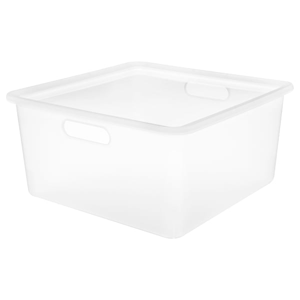 JORDBRUK storage box with lid, transparent, 33x33x16 cm (13x13x6