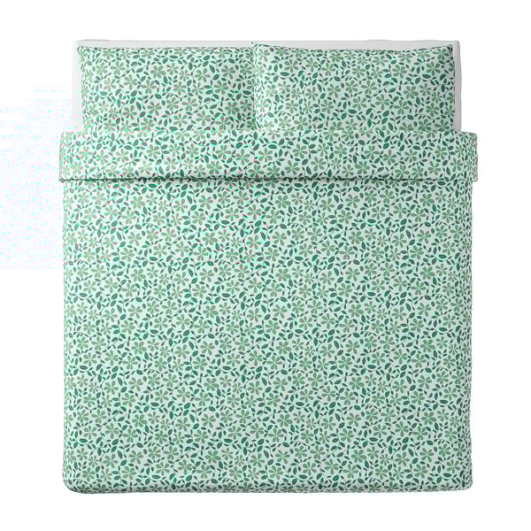Juvelblomma Duvet Cover And Pillowcase S White Green Ikea