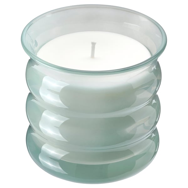 JUVELTRAST Scented candle in glass, Apple light green, 50 hr