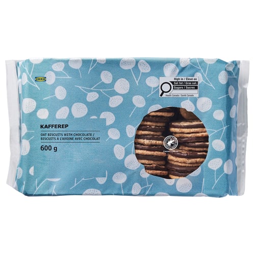 Ikea KAFFEREP oat biscuits with chocolate packaging.