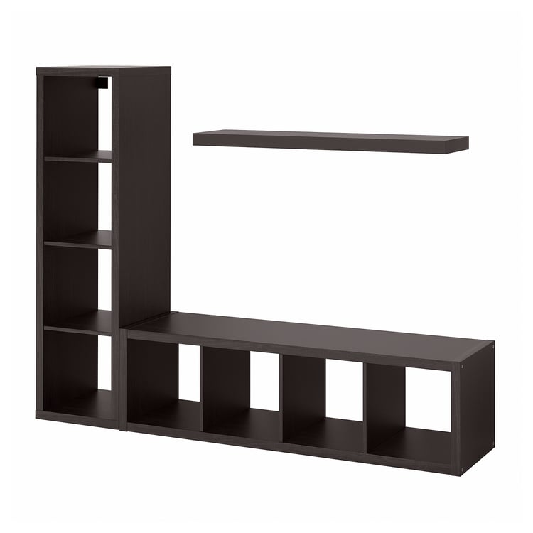 KALLAX / LACK storage combination with shelf, blackbrown, 189x39x147