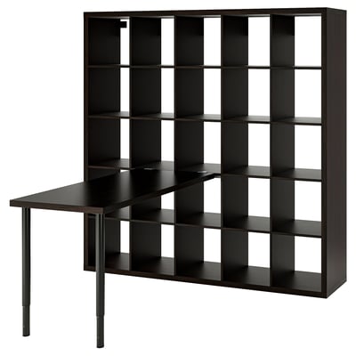 KALLAX / LAGKAPTEN Desk combination, black/black-brown, 71 5/8x62 5/8x71 5/8 "