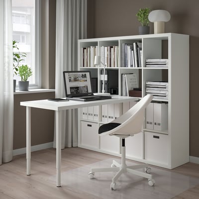 KALLAX / LAGKAPTEN Desk combination, white, 57 7/8x62 5/8x57 5/8 "