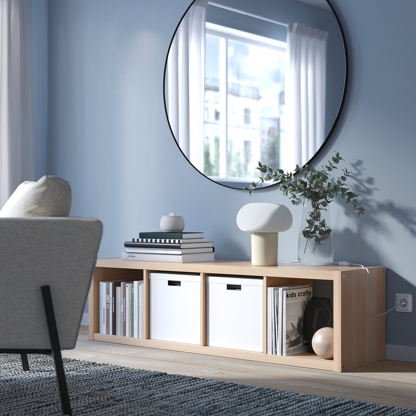 KALLAX shelf unit, white stained oak effect, 42x147 cm (163/8x575 KALLAX shelf unit, white stained oak effect, 42x147 cm (163/8x575
