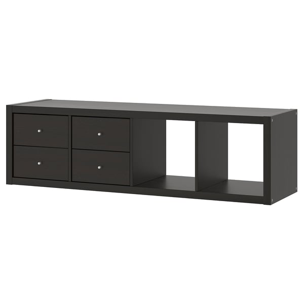 KALLAX Shelf unit with 2 inserts, with 4 drawers/black-brown, 57 5/8x16 3/8 "