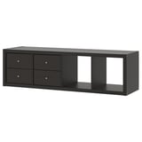 KALLAX Shelf unit with 2 inserts, with 4 drawers/black-brown, 57 5/8x16 3/8 "
