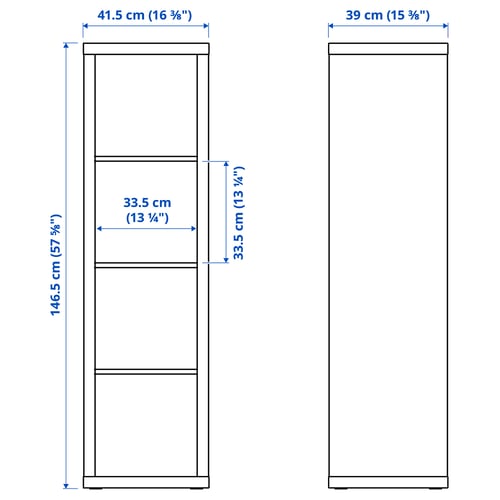 KALLAX Shelf unit with 2 inserts, with 4 drawers/white stained oak effect, 57 5/8x16 3/8 "