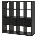 KALLAX Shelf unit with 4 inserts, black-brown, 57 7/8x57 5/8 "