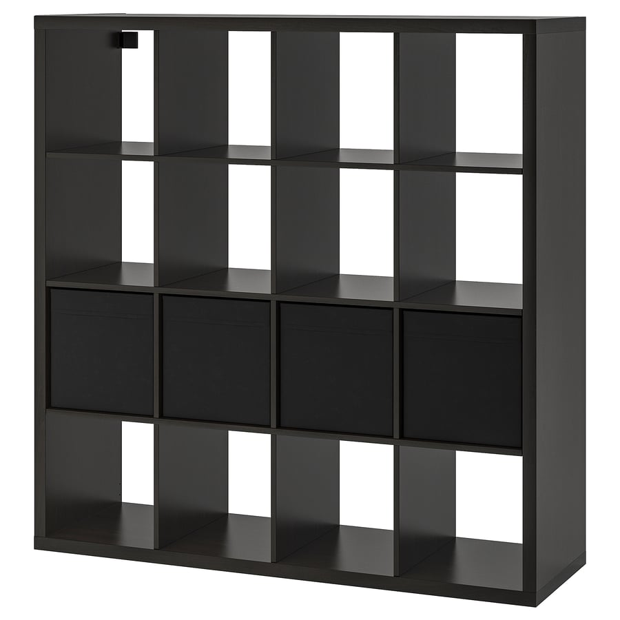 KALLAX shelf unit with 4 inserts, blackbrown, 147x147 cm (577/8x577/8") IKEA CA