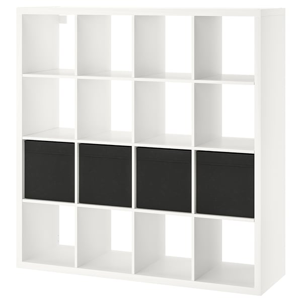 KALLAX Shelf unit with 4 inserts, white, 57 7/8x57 5/8 "