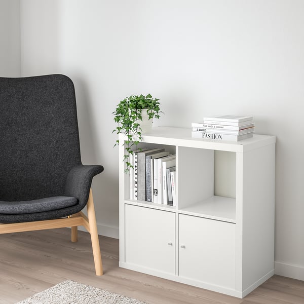 KALLAX Shelf unit with doors, white, 30 1/8x30 1/8 "
