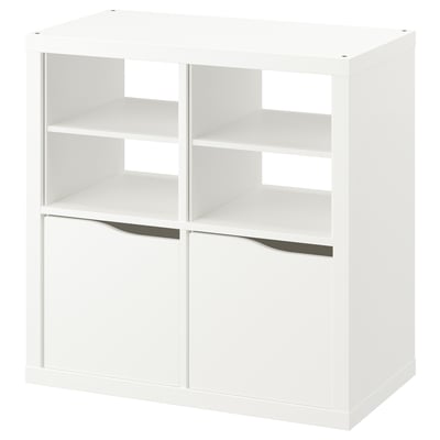 KALLAX Shelving unit, with 2 doors with 2 shelf inserts/wave shaped white, 30 1/8x30 1/8 "