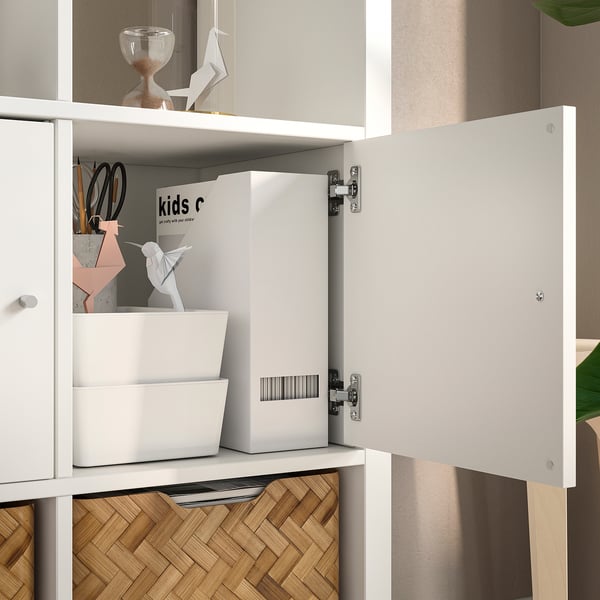 KALLAX Shelving unit, with 4 doors/4 drawers/white, 43 7/8x57 5/8 "