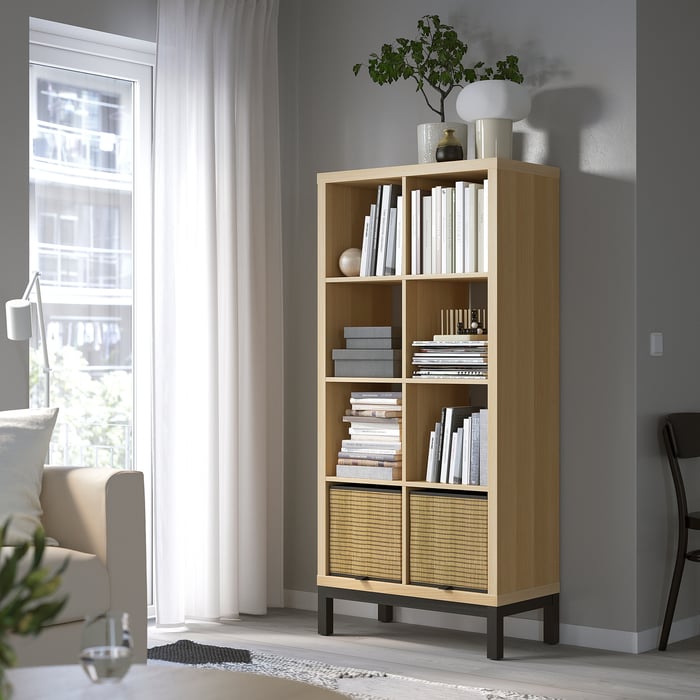 KALLAX shelving unit with underframe, oak effect/black, 77x164 cm (303/8x645/8") IKEA CA