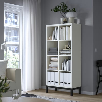 KALLAX Shelving unit with underframe, white/black, 30 3/8x64 5/8 "