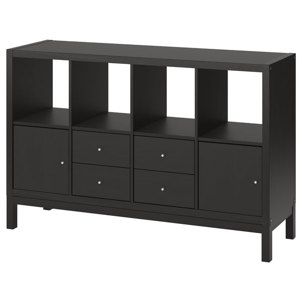 KALLAX shelving unit with underframe, black-brown/black, 147x94 cm  (577/8x37) - IKEA CA