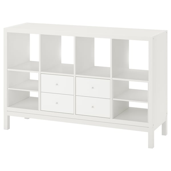 KALLAX Shelving unit with underframe, with 4 drawers/with 2 shelf inserts white, 57 7/8x37 "