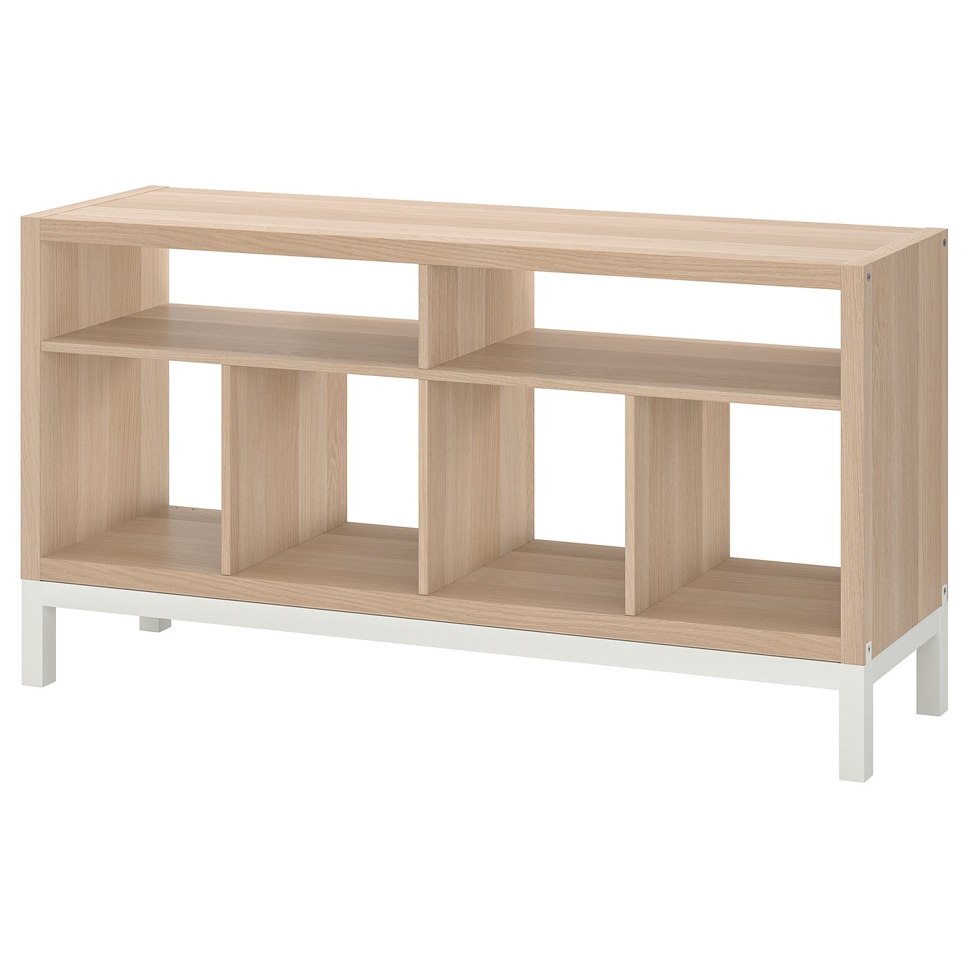 KALLAX tv bench with underframe, white stained oak effect