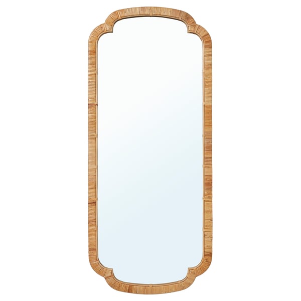 KANDLENÖT Mirror, rattan, 23 5/8x55 1/8 "
