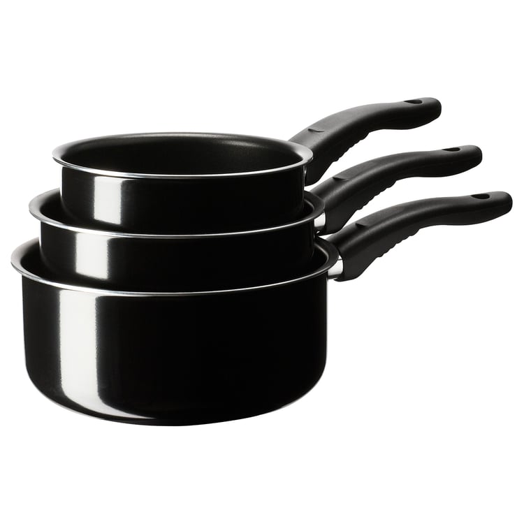 KAVALKAD saucepan, set of 3, black IKEA CA