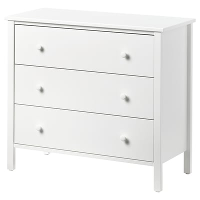 KILBERGET 3-drawer chest, white/anchor/unlock-function, 33 7/8x30 3/4 "