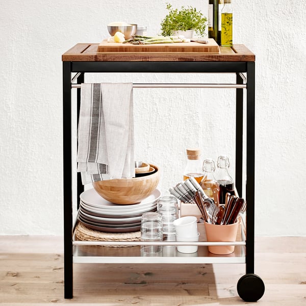 KLASEN Serving cart, outdoor stainless steel/brown stained IKEA