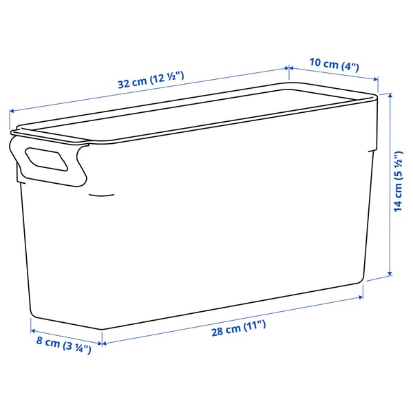KLIPPKAKTUS Storage box for fridge, transparent, 12 ½x4x5 ½ "