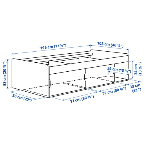 KLIPPUGGLA Bed frame with storage, white, Twin