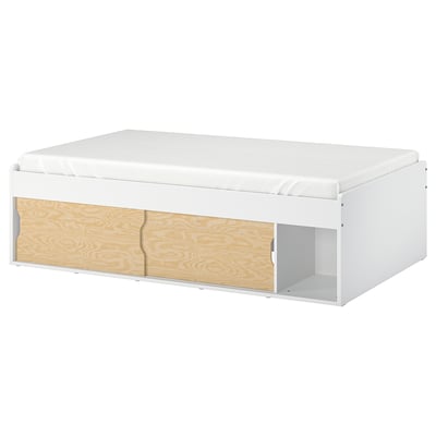 KLIPPUGGLA Bed frame with storage, white, Twin