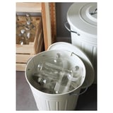 KNODD Bin with lid, white, 4 gallon