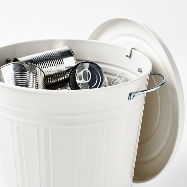 KNODD Bin with lid, white, 4 gallon