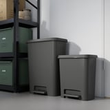 KNÖCKLA Step trash can, dark gray, 13 gallon