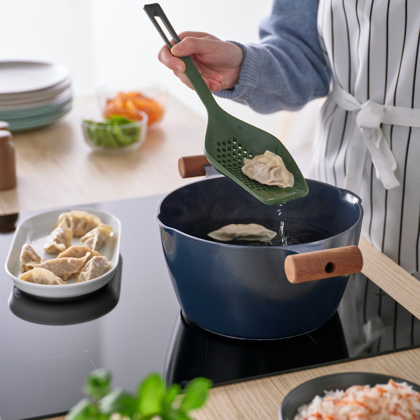 KNORRHANE multi utensil for cooking, dark green/anthracite, 34 cm