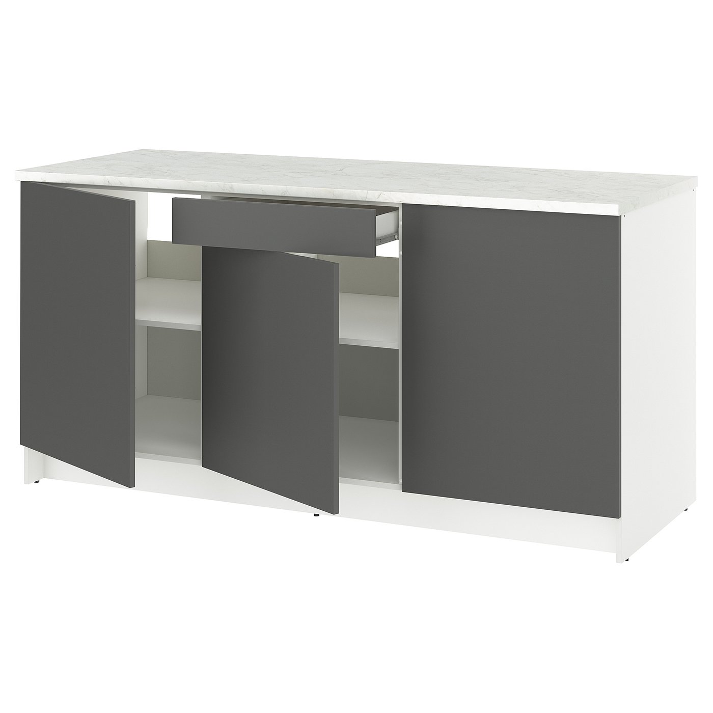 KNOXHULT base cabinet with doors and drawer, dark gray, 182.9x61