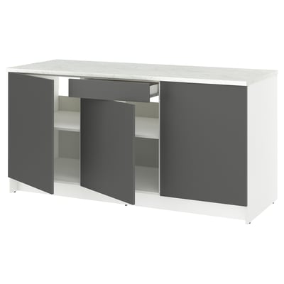 KNOXHULT Base cabinet with doors and drawer, dark gray, 72x24x36 "
