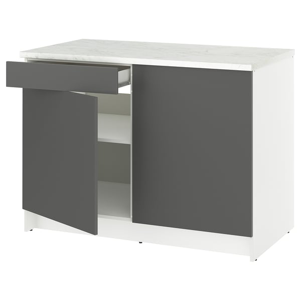 KNOXHULT Base cabinet with doors and drawer, dark gray, 48x24x36 "
