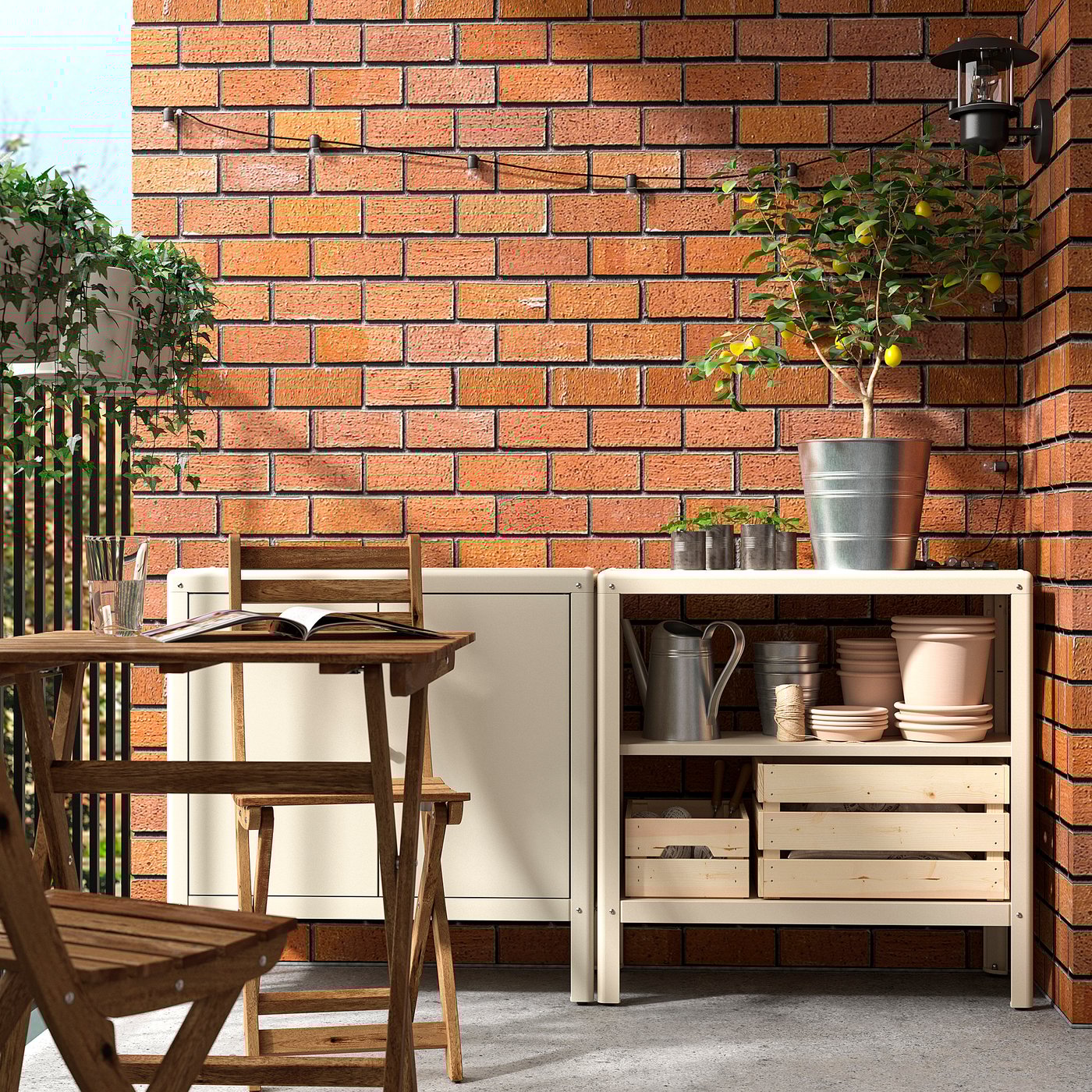 KOLBJÖRN shelf unit, indoor/outdoor, beige, 80x81 cm (311/2x317/8