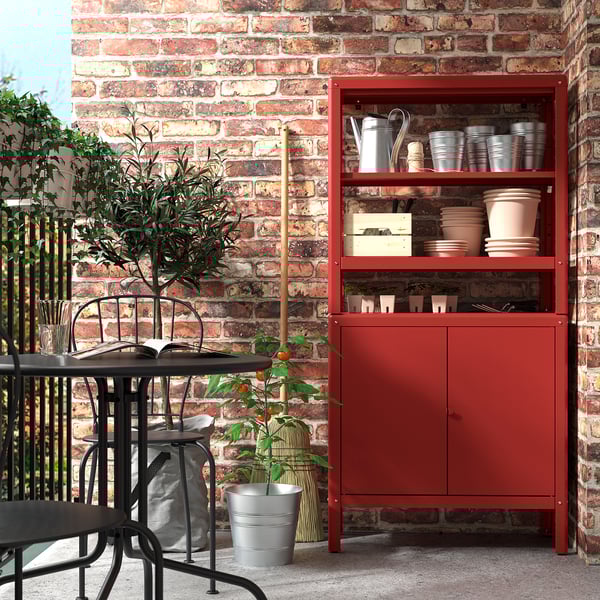 KOLBJÖRN shelving unit with brownred, 80x37x161 cm (311/2x145