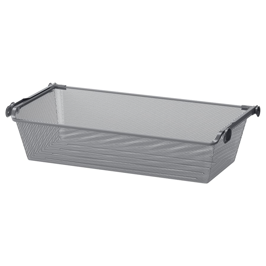 KOMPLEMENT mesh basket with pullout rail, dark gray, 75x35 cm (291