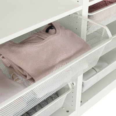 KOMPLEMENT Mesh basket with pull-out rail, white, 29 1/2x13 3/4 "