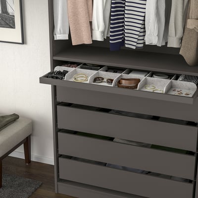 KOMPLEMENT Pull-out tray with divider, dark gray/light gray, 39 3/8x13 3/4 "