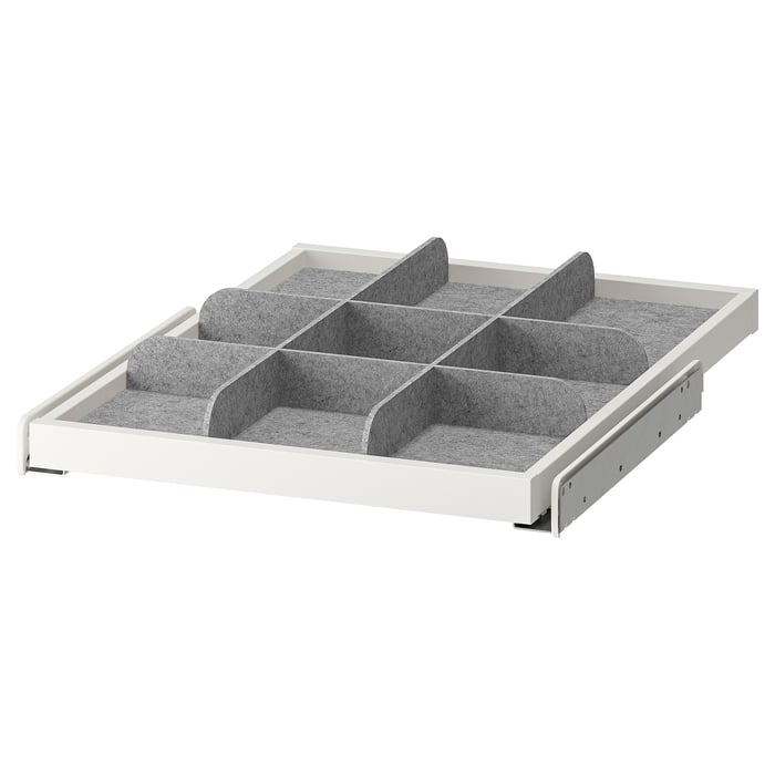 KOMPLEMENT pullout tray with divider, white/light gray, 50x58 cm (195