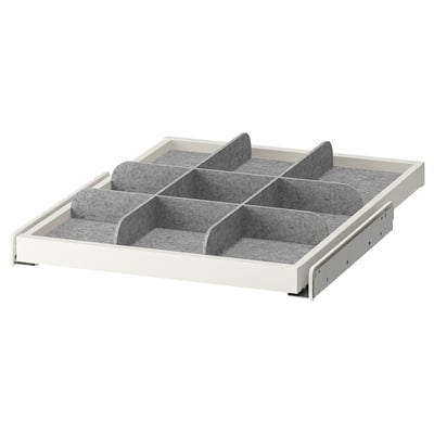 KOMPLEMENT Pull-out tray with divider, white/light gray, 19 5/8x22 7/8 "