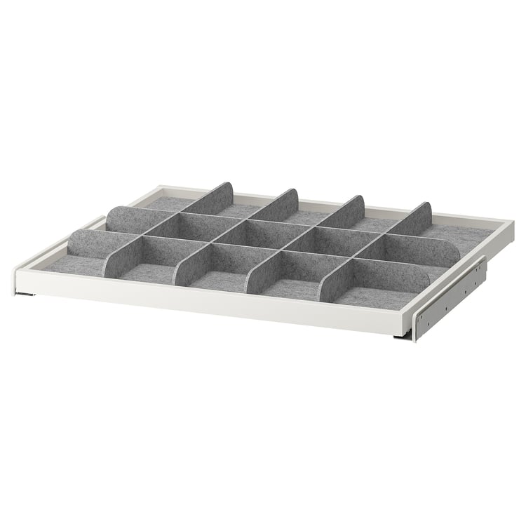 KOMPLEMENT pullout tray with divider, white/light gray, 75x58 cm (291