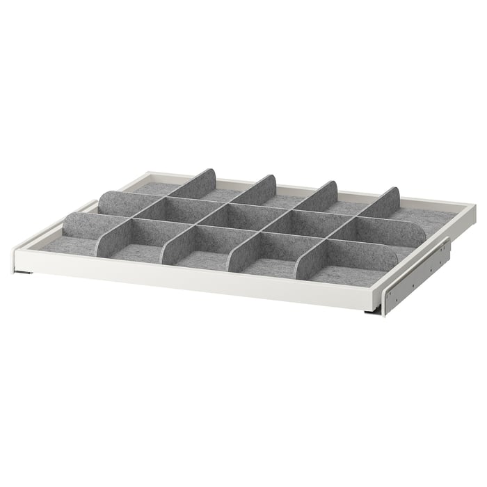 KOMPLEMENT pullout tray with divider, white/light gray, 75x58 cm (291