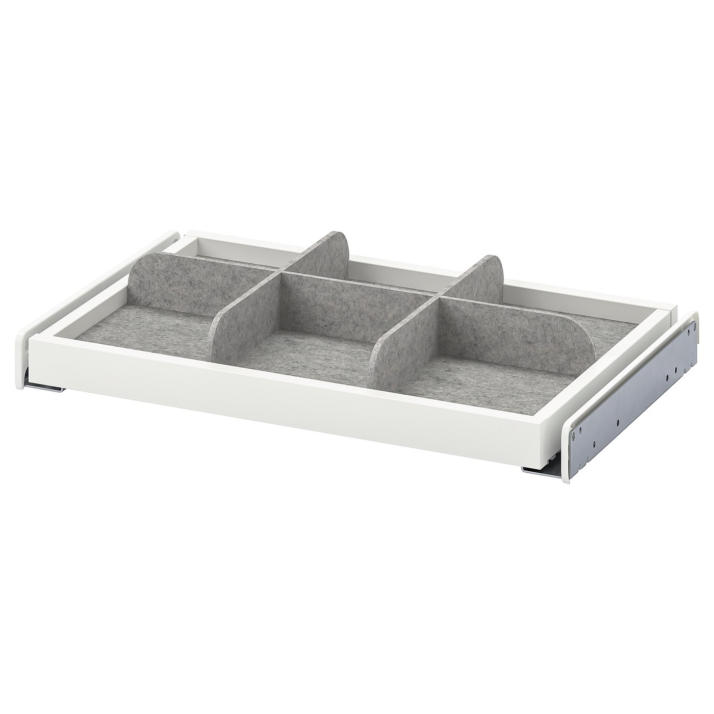 KOMPLEMENT pullout tray with divider, white/light gray, 50x35 cm (195
