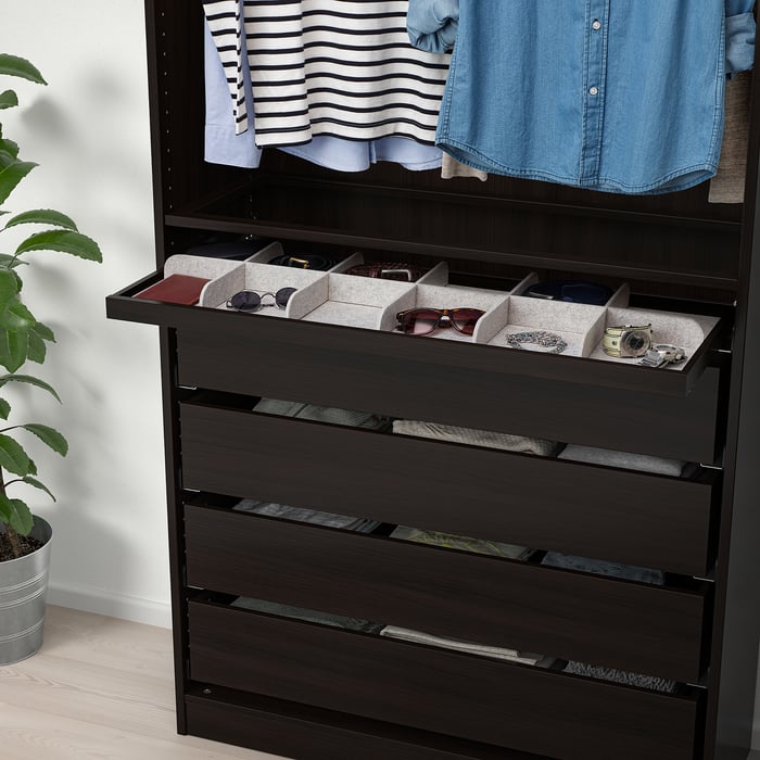 KOMPLEMENT Pullout tray with divider blackbrown, light gray IKEA