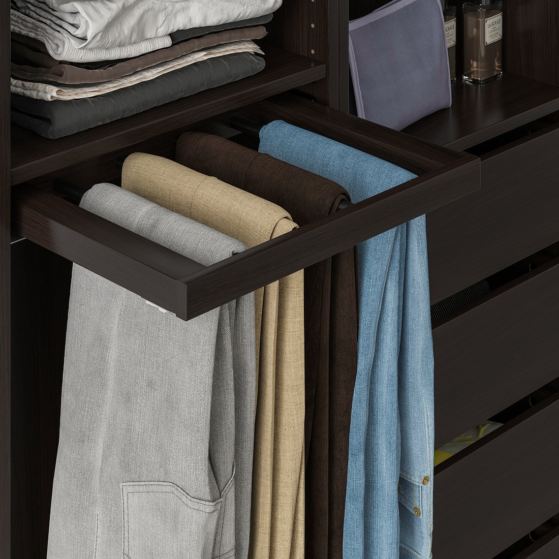 KOMPLEMENT Pullout pants hanger blackbrown IKEA