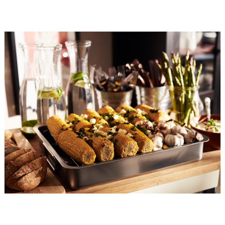 KONCIS Roasting pan with grill rack, stainless steel, 40x32 cm (16x13